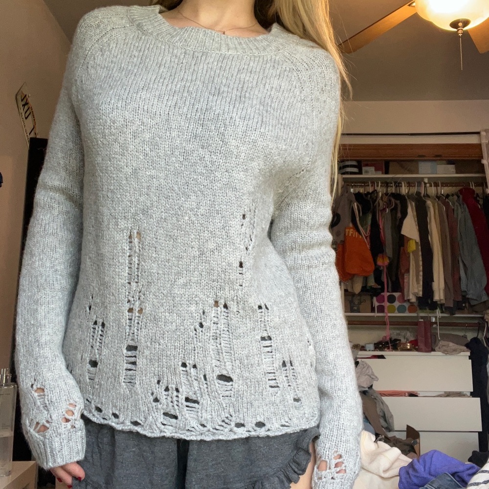 BCBGmaxazria distressed sweater